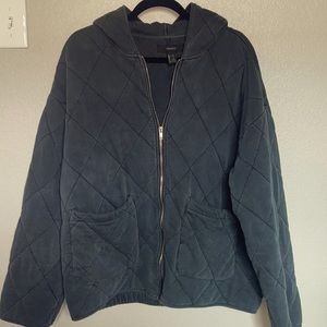 Forever 21 Quilted Zip Up Jacket with Hood